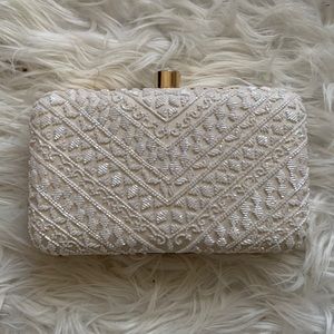 White Sequins Clutch